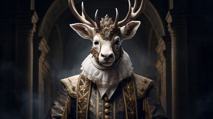 Realistic lifelike Deer in renaissance regal medieval