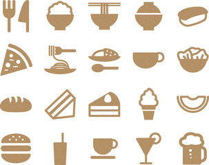 レストランメニューアイコンのセット_コルク模様