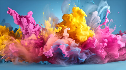 wide scatter dust, pink and blue and yellow, vibrant