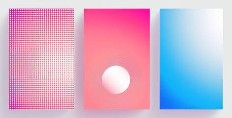 Abstract gradient background  set. Minimalist style cover template with vibrant color, dot pattern, halftone collection. Ideal design for social, Generative AI