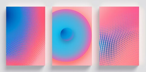 Abstract gradient background  set. Minimalist style cover template with vibrant color, dot pattern, halftone collection. Ideal design for social, Generative AI - obrazy, fototapety, plakaty