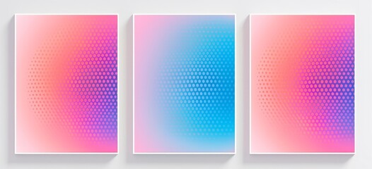 Abstract gradient background  set. Minimalist style cover template with vibrant color, dot pattern, halftone collection. Ideal design for social, Generative AI - obrazy, fototapety, plakaty