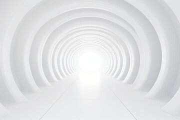 empty white circular room. abstract white tunnel background 