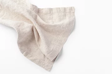 Fotobehang Natural linen kitchen cloth on white background, closeup © thanksforbuying