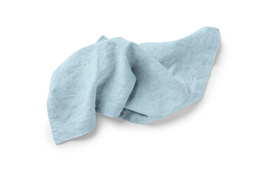 Blue linen napkin isolated on white background