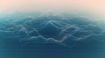 Crédence de cuisine en verre imprimé Vert bleu Abstract grid shape landscape background. 3D rendering, Generative AI