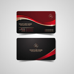 A set of two luxery bussines card with vector clean style, black and maroon color, modern bussines card template  - obrazy, fototapety, plakaty