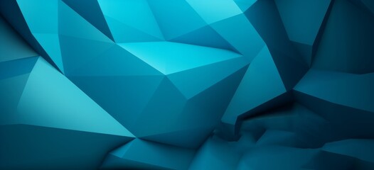 Angular Shaped 3D Wall Wallpaper with Teal and Blue Contemporary Surface. Premium 3D Render, Generative AI