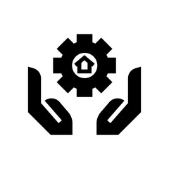 Work from Home icon. black fill icon