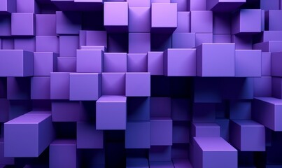 Innovative Tech Background with Precisely Constructed Multisized Blocks. Violet, 3D Render, Generative AI