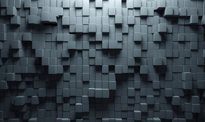 Futuristic Tiles arranged to create a Square wall. 3D, Semigloss Background formed from Concrete blocks. 3D Render, Generative AI - obrazy, fototapety, plakaty
