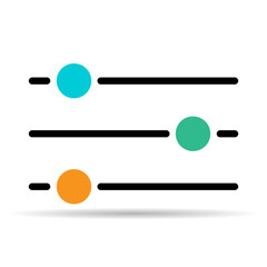 Volume mixer control shadow icon, filter sound symbol button, switch sign vector illustration