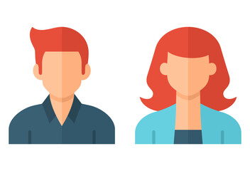 Fototapeta premium Man and woman avatar icon in flat style. Male and female face silhouettes. Serving as avatars or profiles for unknown or anonymous individuals. Social network vector illustration