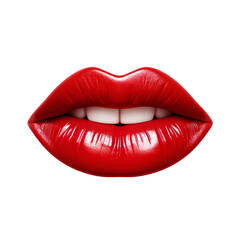 Obraz premium Sexy red lips isolated on transparent background.