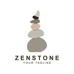  zen stone silhouette logo vector illustration design with creative idea