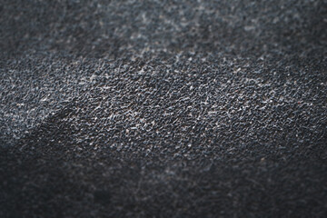 Surface grunge rough of asphalt, Tarmac dark grey grainy road, Texture Background, Top view