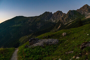 Fototapeta premium Challenging mountain tour via the Mindelheim via ferrata from Mittelberg Kleinwalsertal