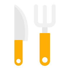 Fork and Knife Flat Multicolor Icon