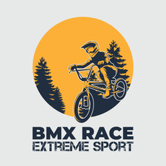 BMX Race Extreme Sport Bicycle Outdoor Yellow Vintage Logo Emblem Badge