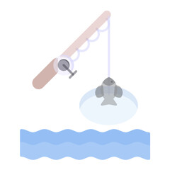 Lake Fishing Flat Multicolor Icon