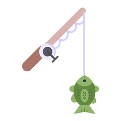 Reeling in Fish Flat Multicolor Icon