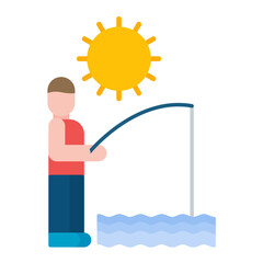 Summer Fishing Flat Multicolor Icon