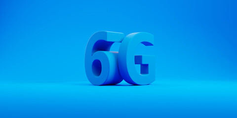 6G sign over blue background