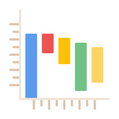 Waterfall Graph Flat Multicolor Icon