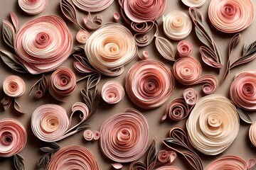 Experience the charm of blush and cream vintage roses in quilling form. 