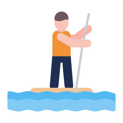 Fototapeta premium Standup Paddleboarding Flat Multicolor Icon