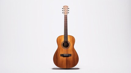 a brown guitar with a black neck