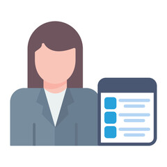 Recruiter Female Flat Multicolor Icon