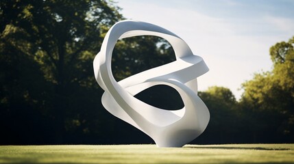 a large white sculpture in a park