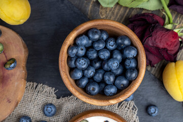 ripe blueberries in the kitchen