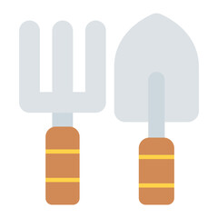 Fork And Trowel Flat Multicolor Icon