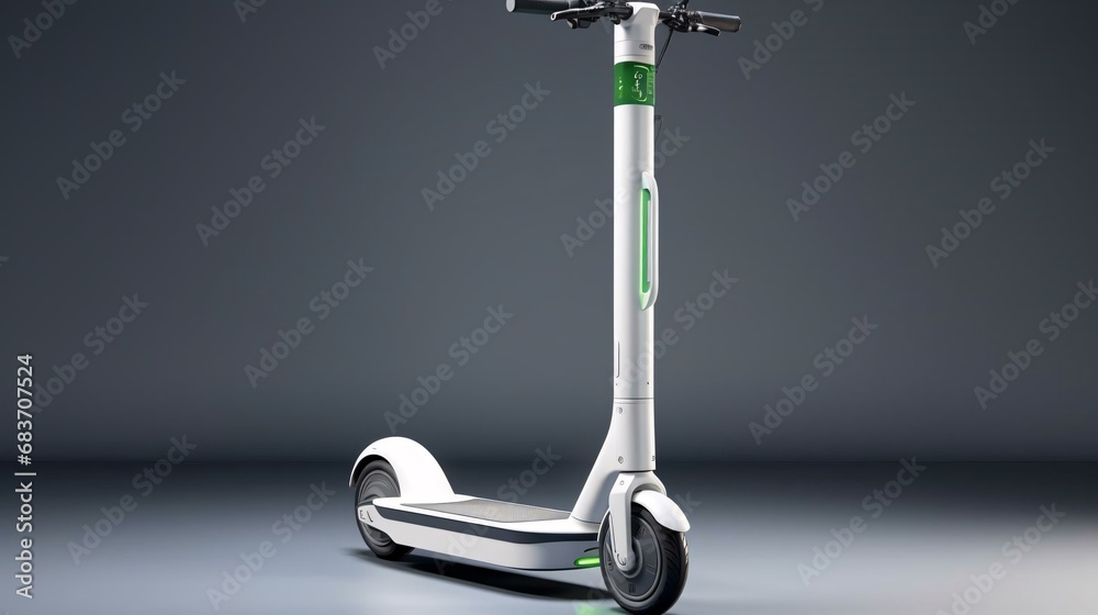 Poster a white and green scooter