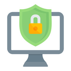 Computer Security Flat Multicolor Icon