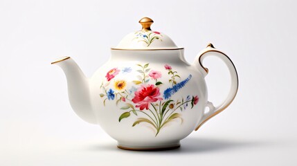 a teapot with flowers on it