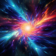 Eye-catching digital image depicting an abstract and colorful burst of energy in a cosmic-like setting