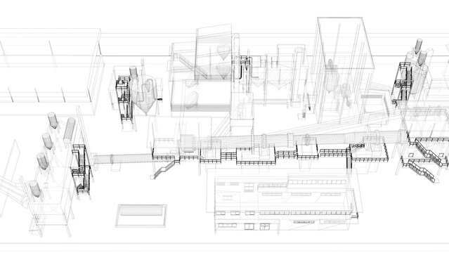 3D illustration of industrial building