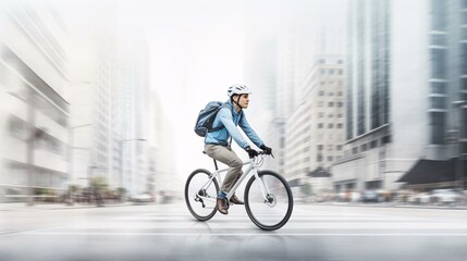 Obraz na płótnie Canvas a man riding a bicycle