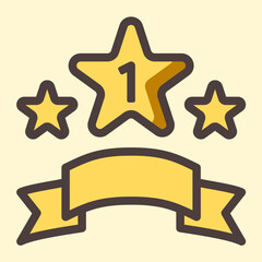 star badge medal award icon or logo illustration filled outline color style.