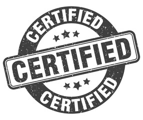 certified stamp. certified label. round grunge sign