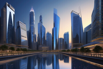 Central business and financial district, Cityscape, City skyline