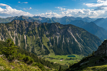 Naklejka premium Mountain tour from Entschenkopf to Rubihorn and Gaisalpsee in the Allgau Alps near Reichenbach