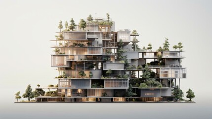 a building with trees on the roof