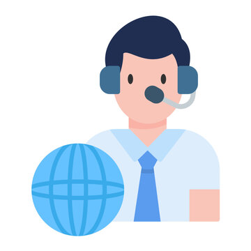 customer service agent with globe clip art preview
