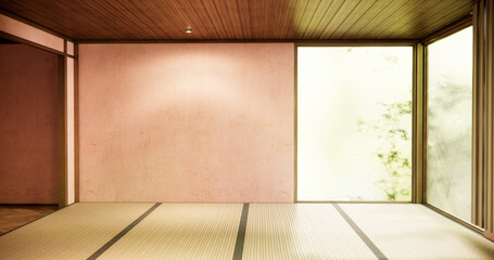 Empty wooden room ,Cleaning room interior, 3D rendering