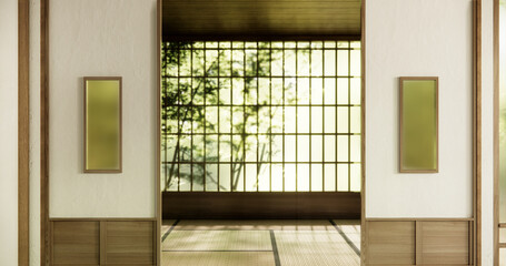 Interior, Empty room and tatami mat floor room modern style.