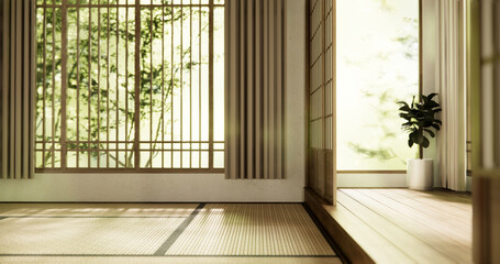 Interior, Empty room and tatami mat floor room modern style.